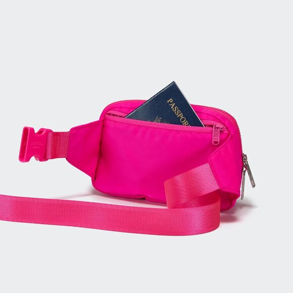 Sonic Pink Large Nylon Belt Bag with Adjustable Strap, Lightweight, Water-Resist - Picture 4 of 7
